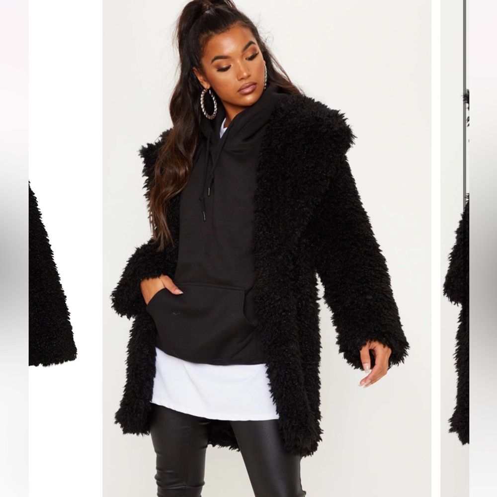 Plt Black Teddy Faux Fur Coat